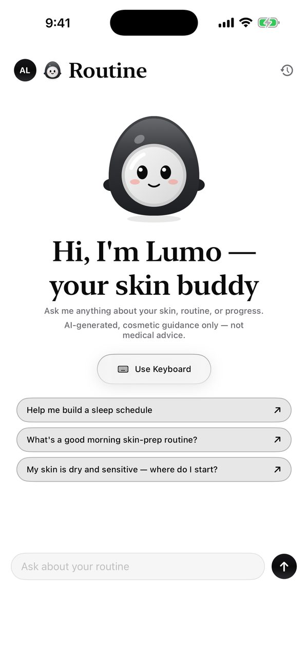 Routine builder with Lumo, your skin buddy