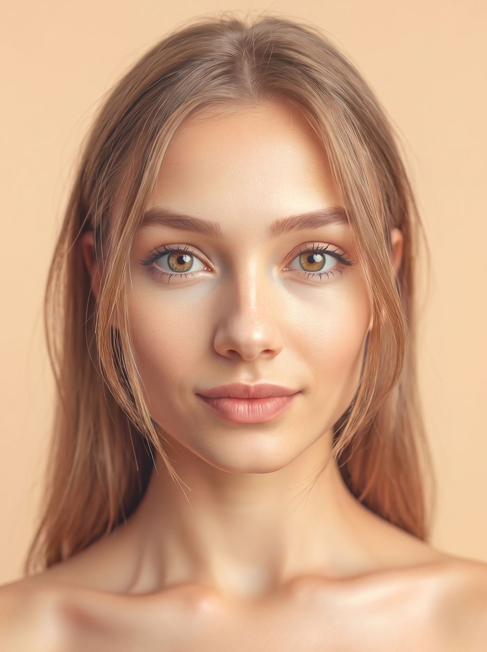 Mira, FaceLens's AI-generated model, with hair down